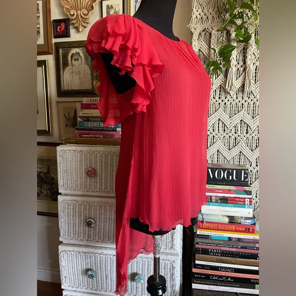 BCBG ruffle silk top - Picture 4 of 11